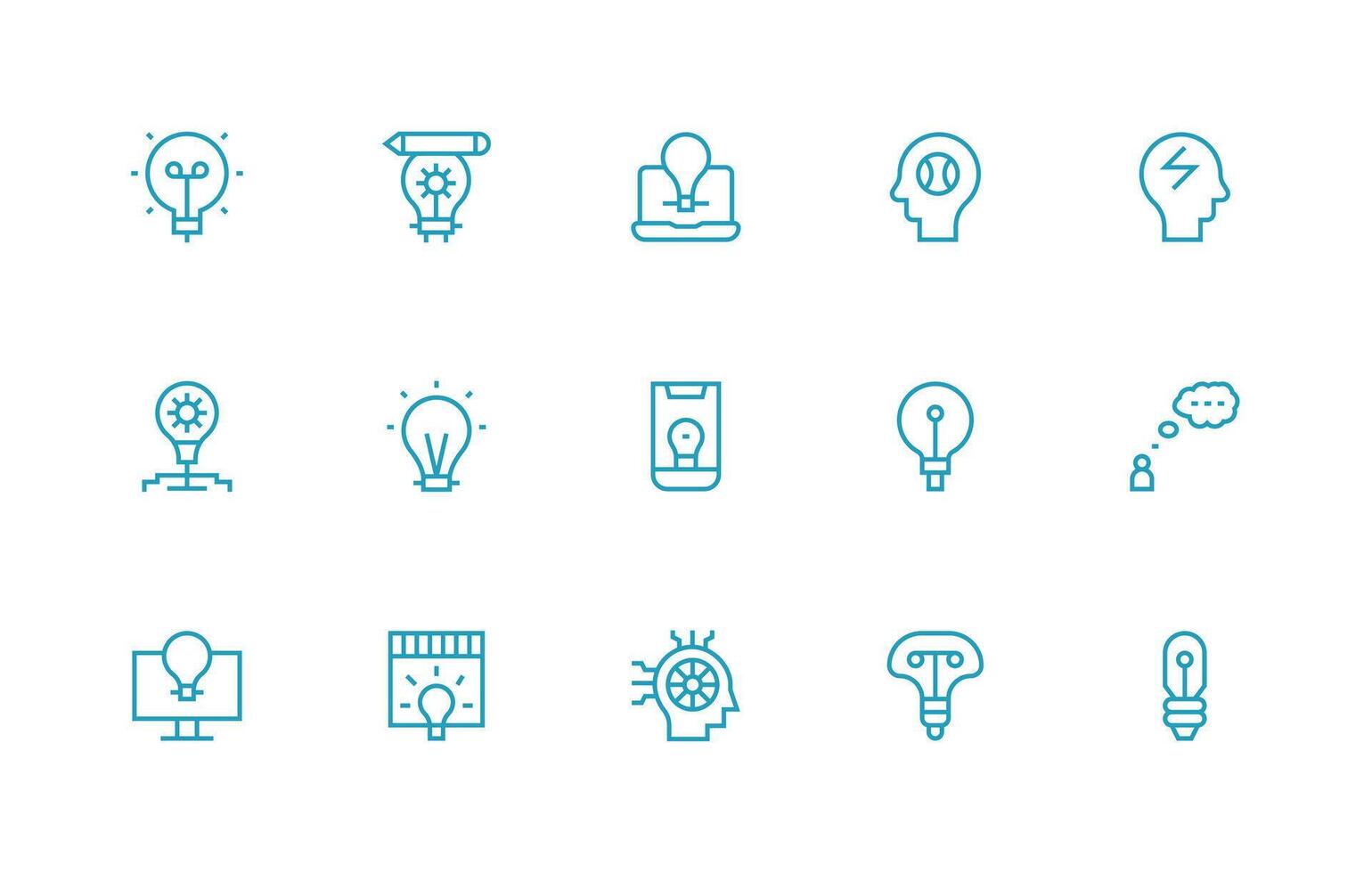 15 Icons for Thinking in Regular Line Format Pixel Perfect Icons for Modern Apps vector