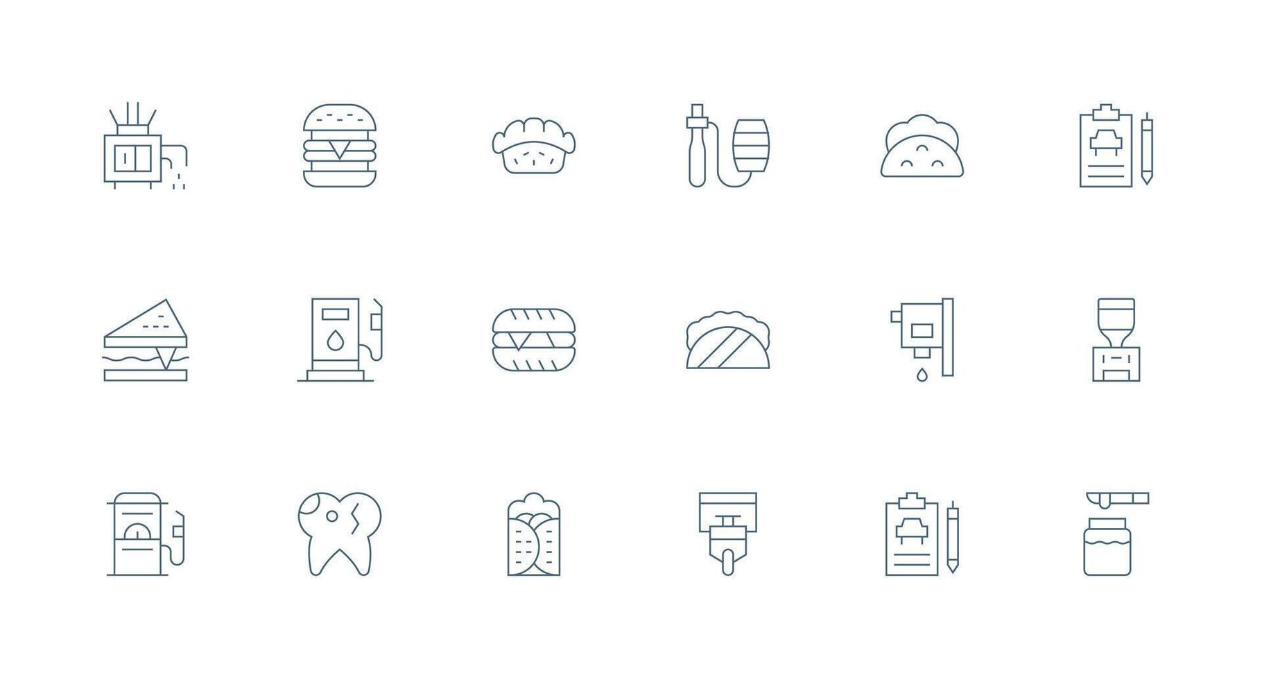 Filling Visual Pack containing 18 Minimal Line Icons Customizable Icon Series for Mobile Screens vector