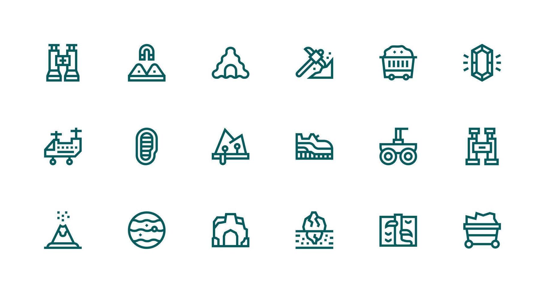 Geology Visual Pack containing 18 Strong Stroke Line Icons Interface Icon Collection for Daily Projects vector