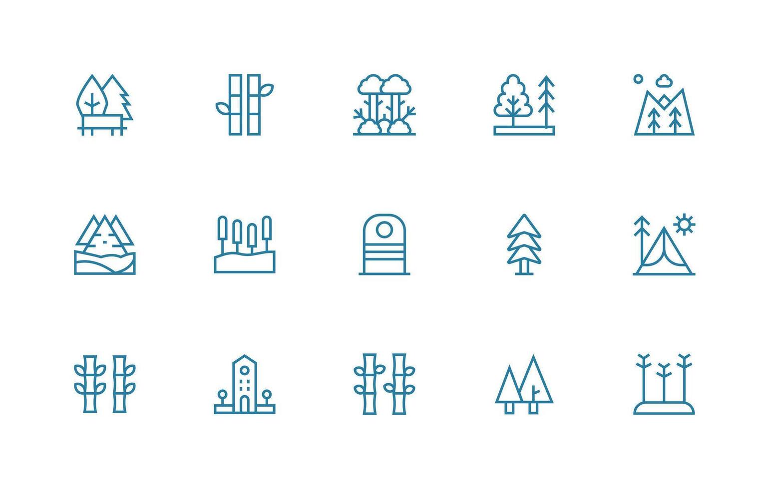 Trees Icon Collection with 15 Regular Line Designs Well-Structured Icons for Creative Use vector