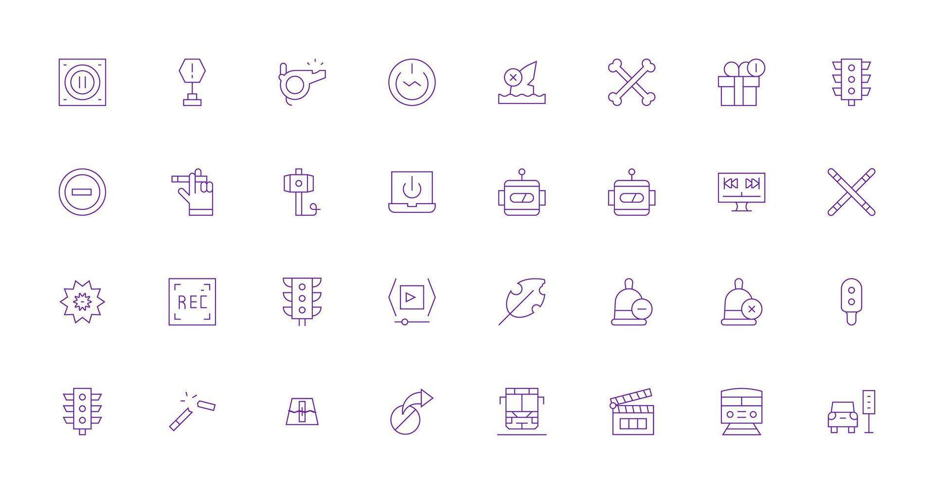 32 Thin Line Style Icons from Stop Collection Interface Icon Collection for Daily Projects vector