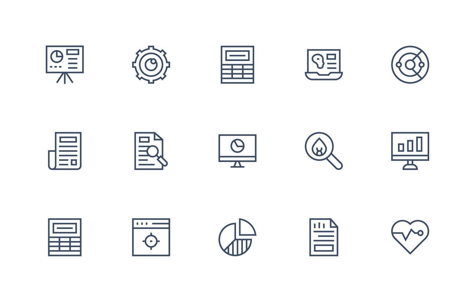 15 Regular Line Vectors for Analysis Theme Icon Set for Apps