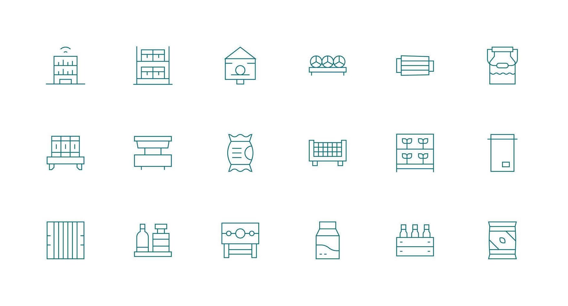 18 Icons for Shelf in Minimal Line Format Theme-Based Icon Pack vector