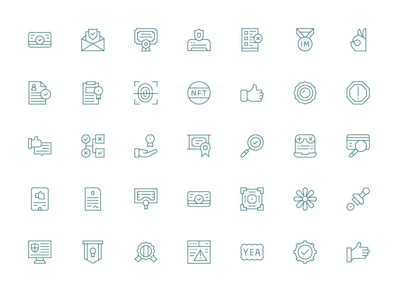 Light Line Style Validation Icons with 35 Vectors Clean Set for Layout Prototypes