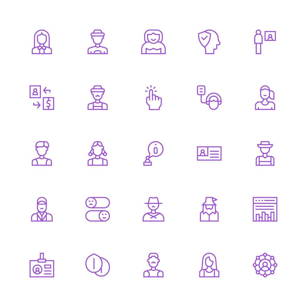 User Icon Collection with 25 Medium Stroke Outline Designs Icons Built for Visual Consistency Pack vector