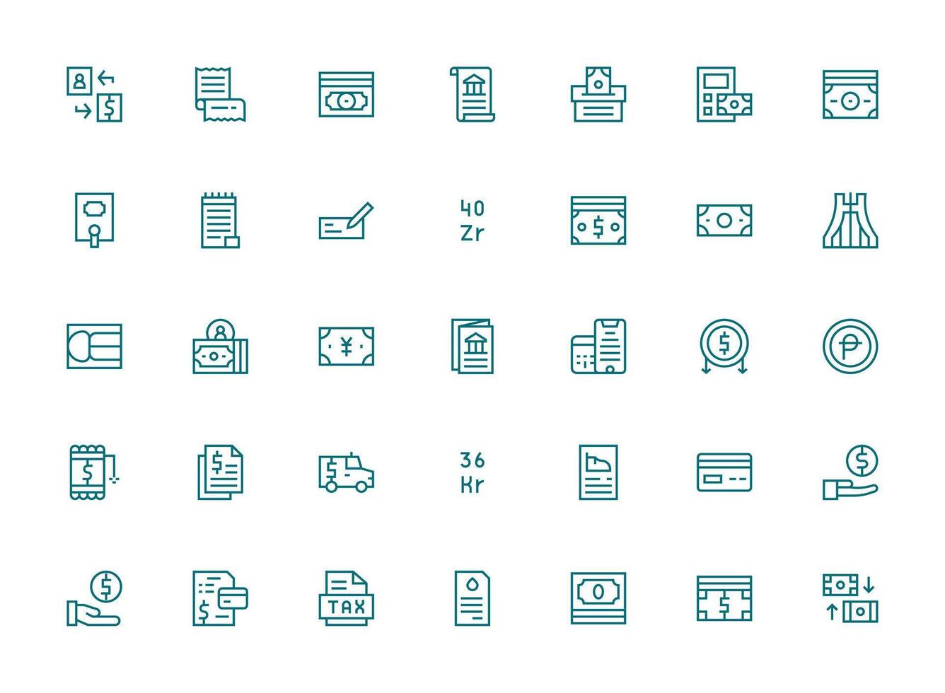 35 Icons for Bill in Regular Clean Line Format All Device Compatible Icon Set vector