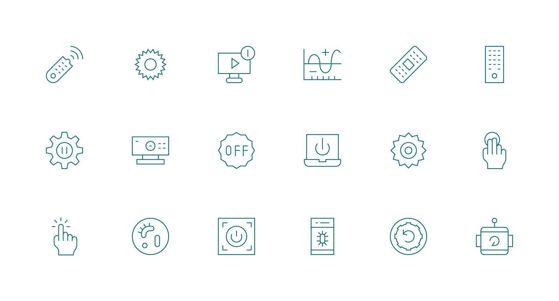 18 Minimal Line Icons for Function Graphics UI Icon Set vector