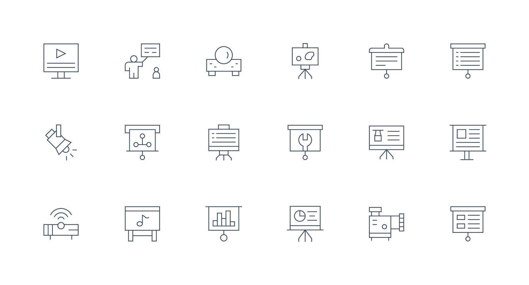 18 Minimal Line Vectors for Projector Theme Optimized Icon Pack for Digital Products