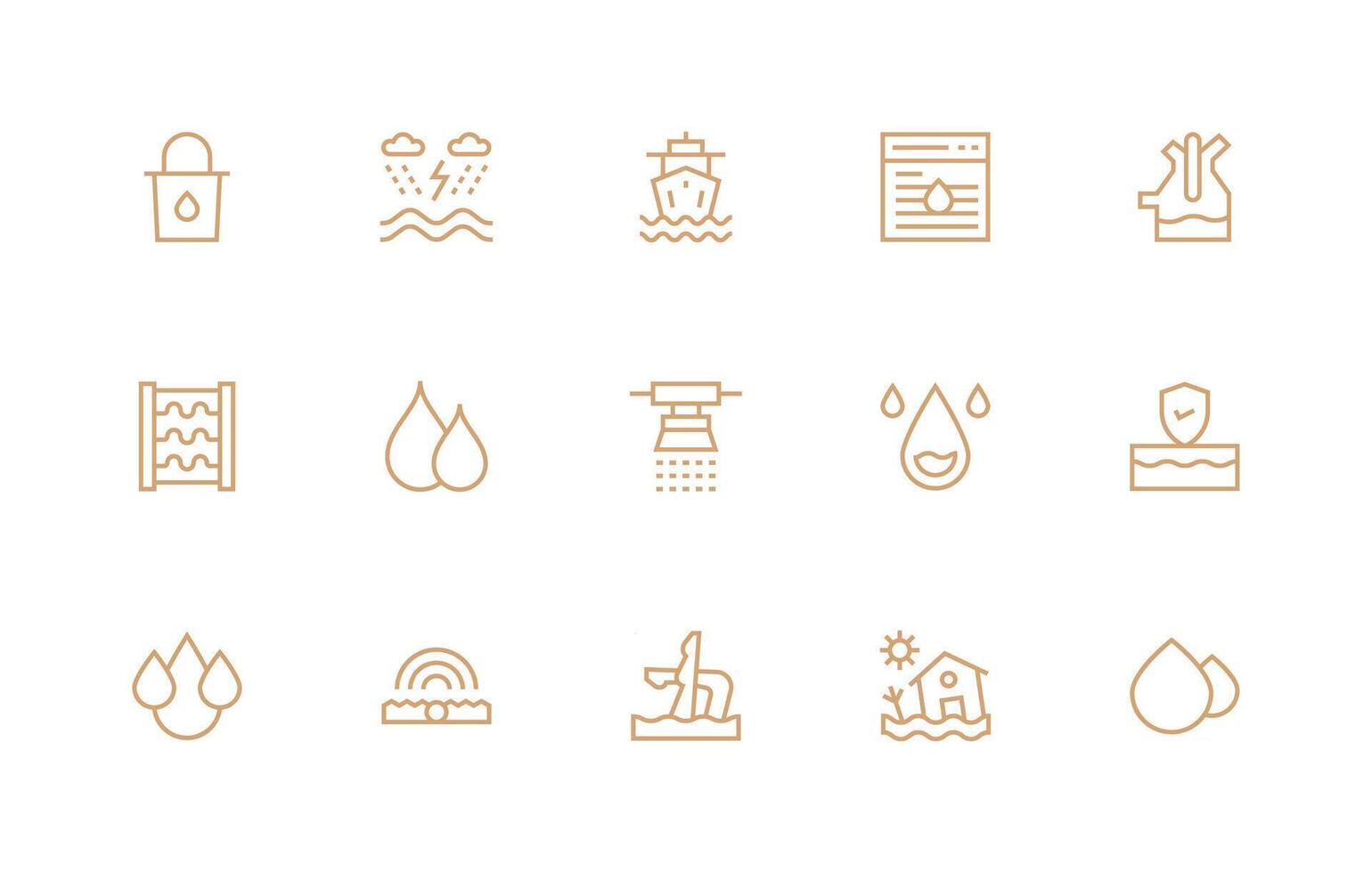 15 Flood Icons in Regular Line Aesthetic Well-Structured Icons for Creative Use vector