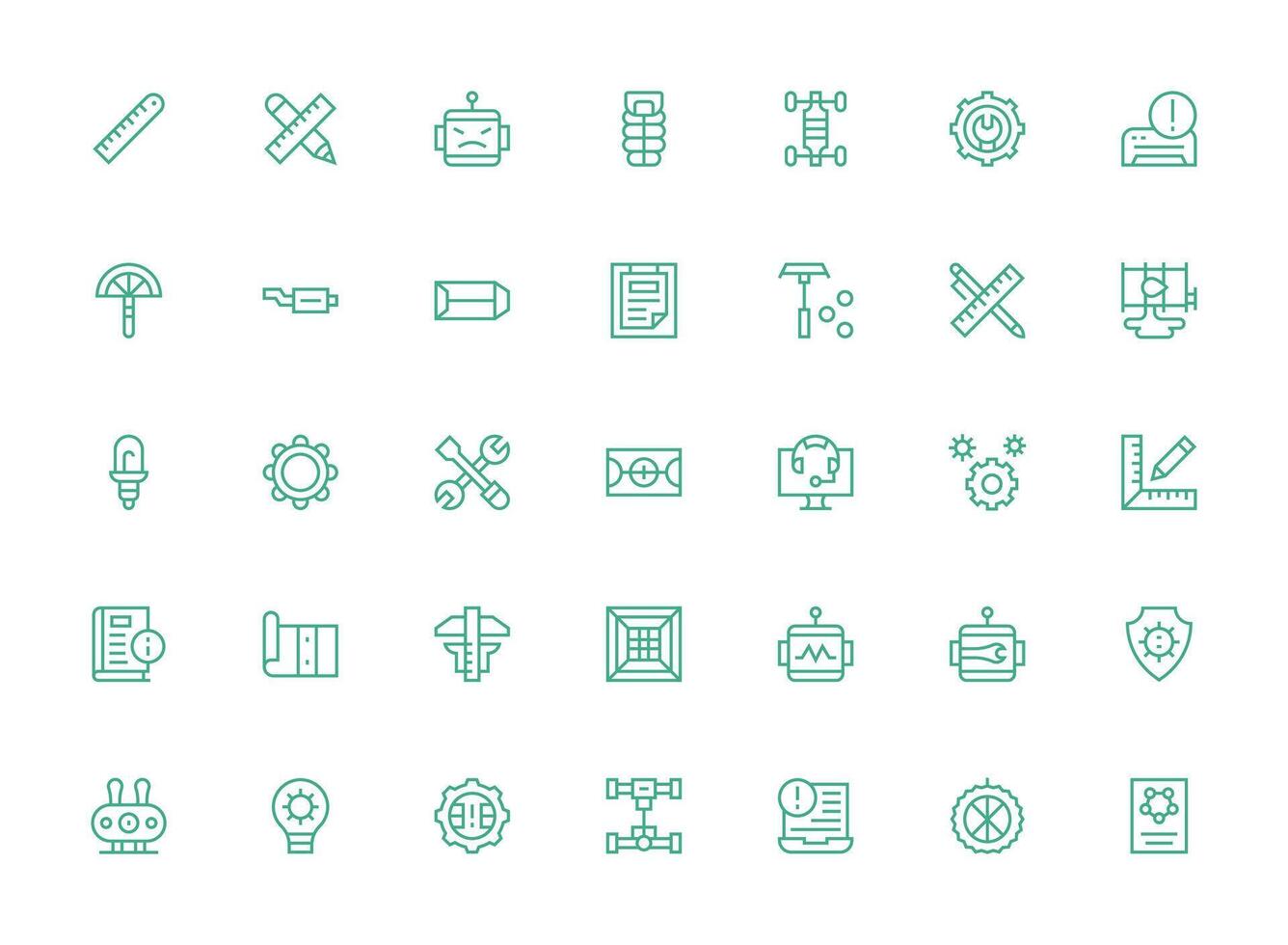 Technical featuring 35 Icons in Regular Clean Line Design Complete Icon Set for Mobile Apps vector