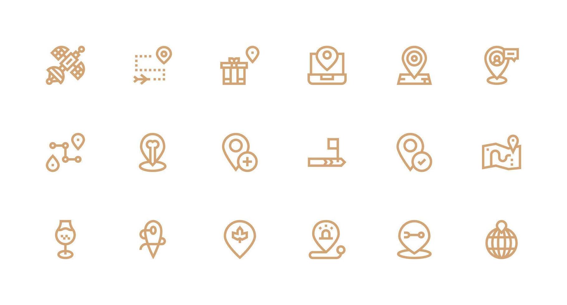 Strong Stroke Line Style Gps Icons with 18 Vectors Responsive Icon Set for Flexible Layouts