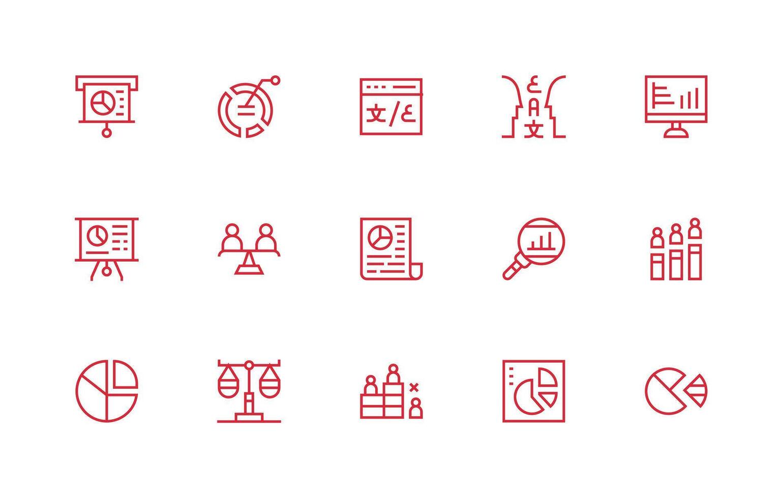 Comparison Design Icons featuring 15 in Regular Line Style Style Icon Set vector