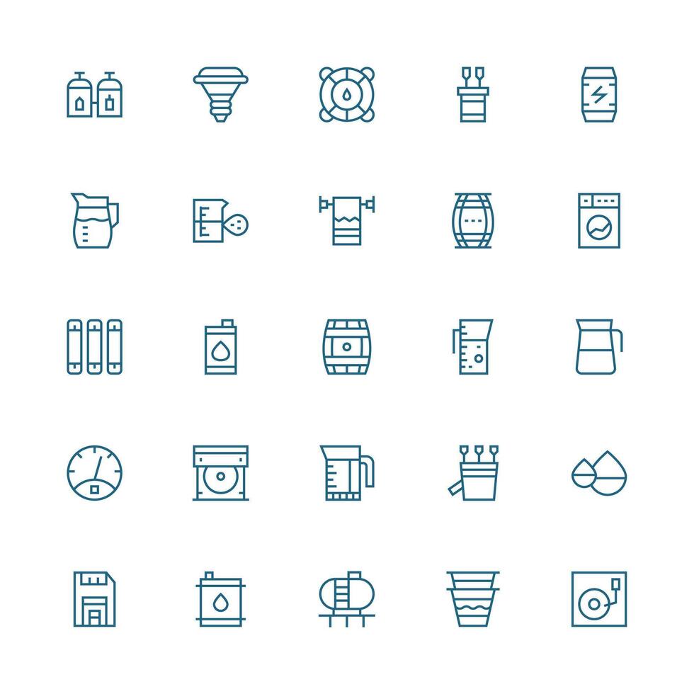 Capacity Icon Set with 25 Medium Stroke Outline Graphics Web Icon Collection vector