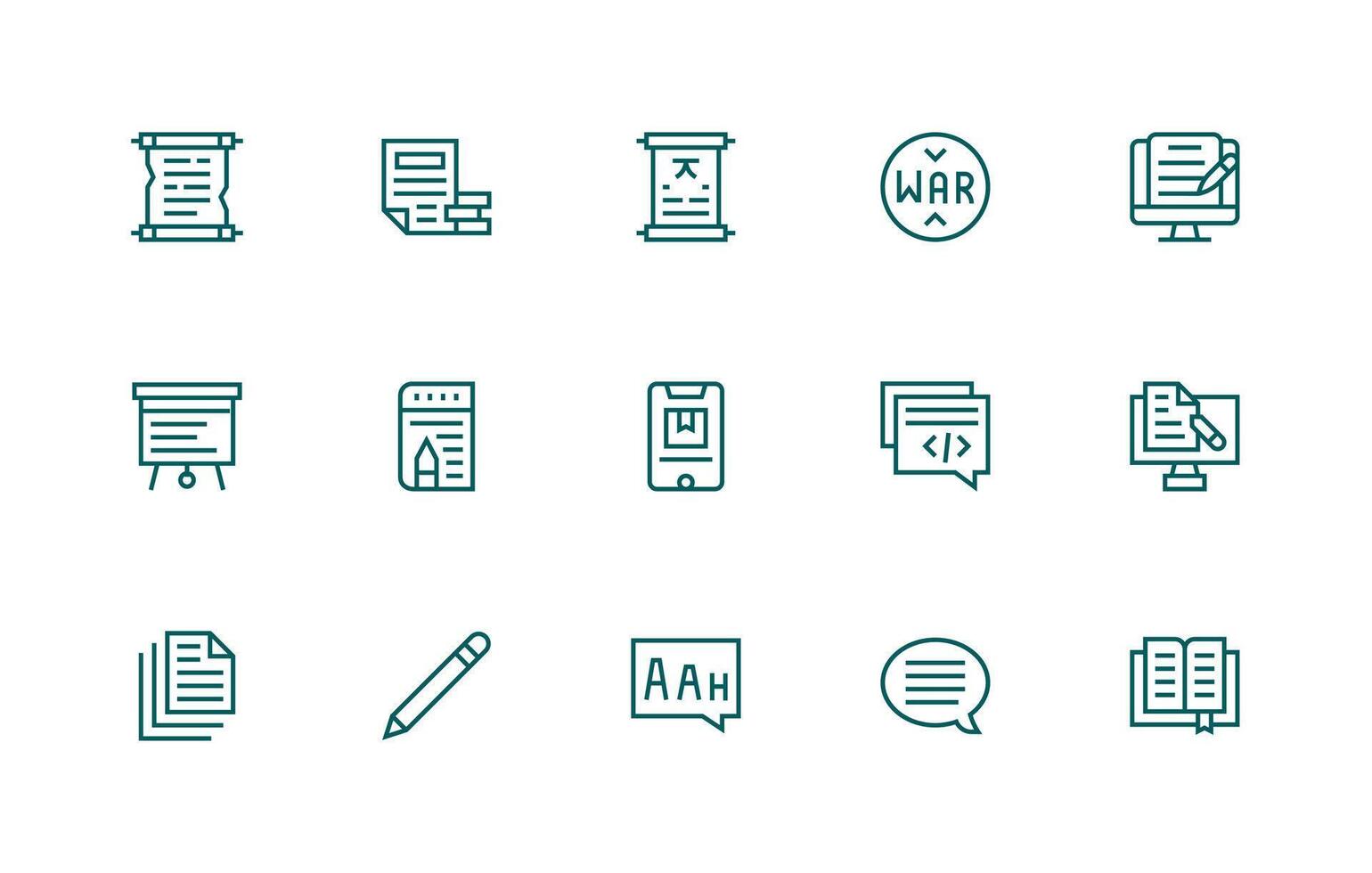 15 Icons for Text in Regular Line Format Design Icon Pack vector
