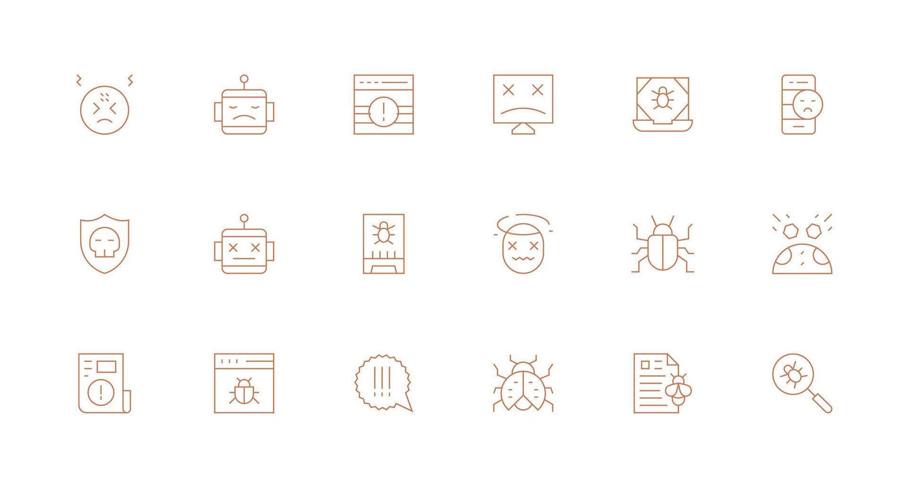 error icono conjunto con 18 mínimo línea gráficos limpiar conjunto para diseño prototipos vector