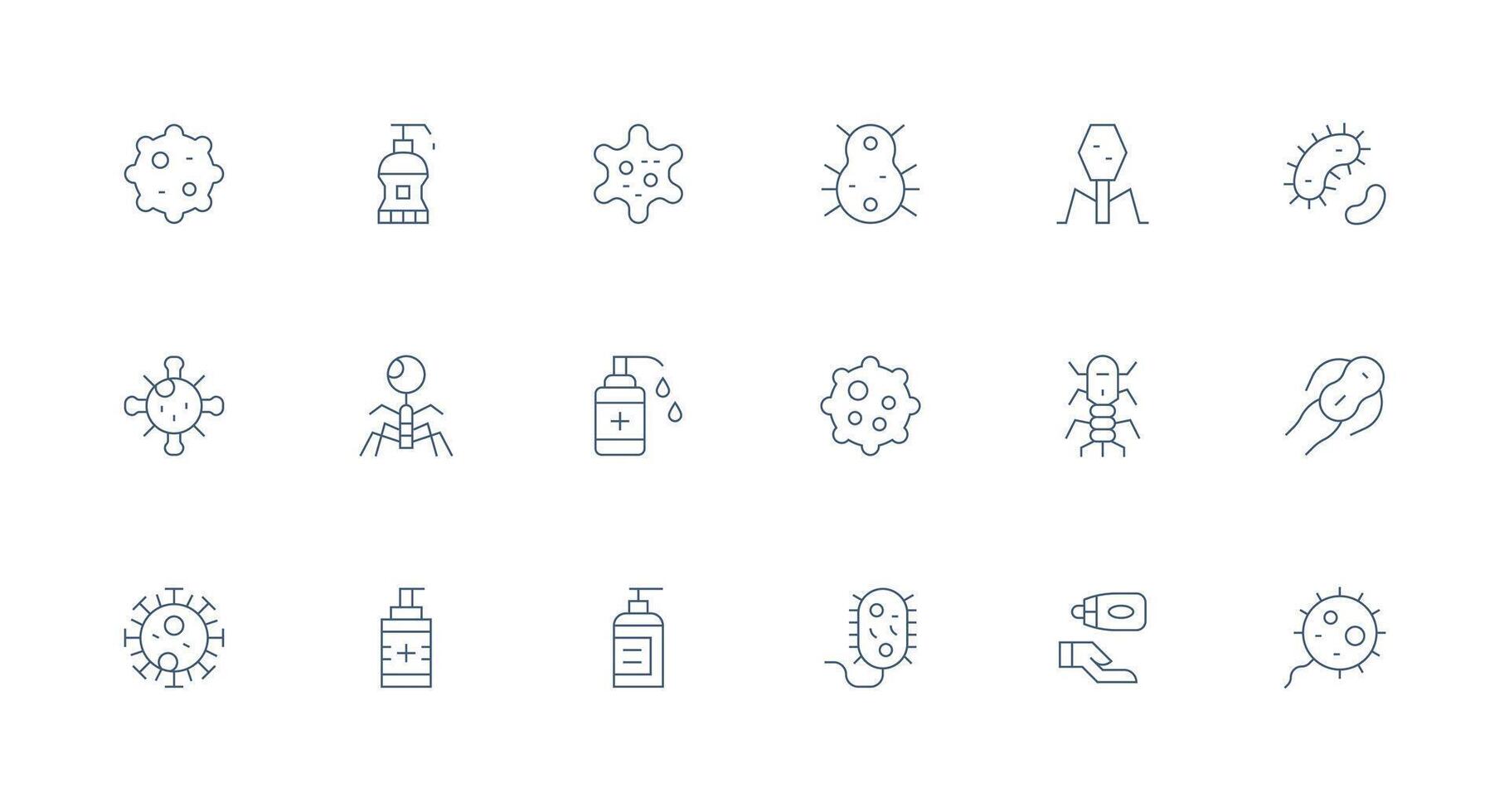 18 Icons for Germ in Minimal Line Format Complete Icon Bundle for Web Design vector