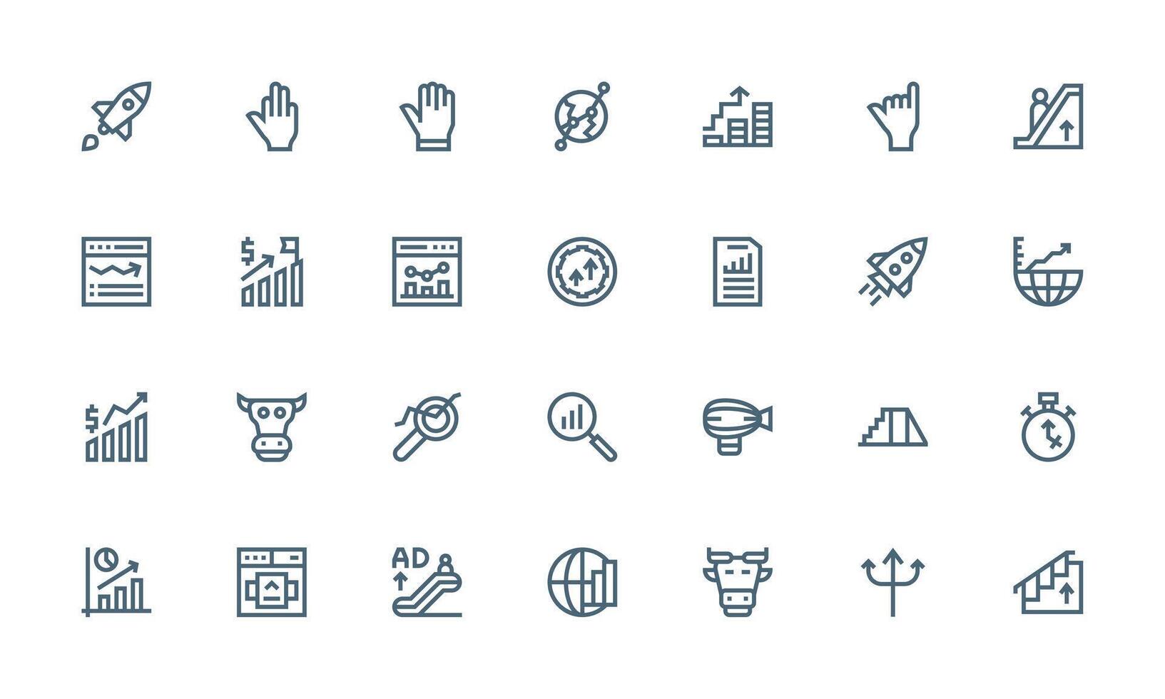 Bold Line Icons from Upward Set with 28 Vectors Clear and Concise Icon Set Collection