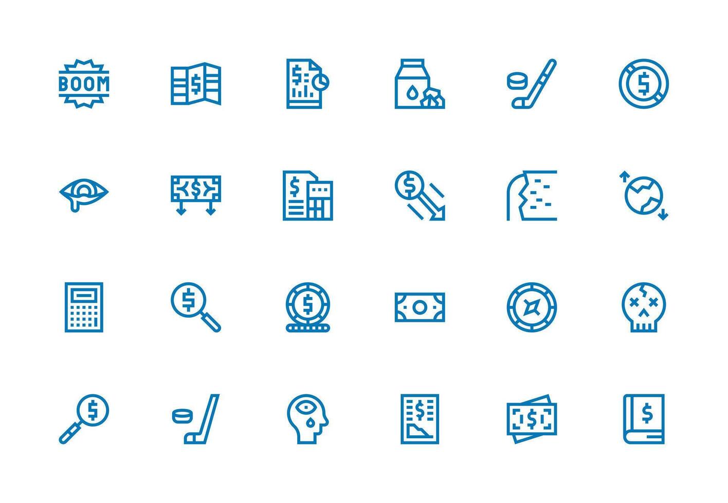 24 Thick Line Line Vectors for Loss Theme Flexible Icon System for Web Interfaces