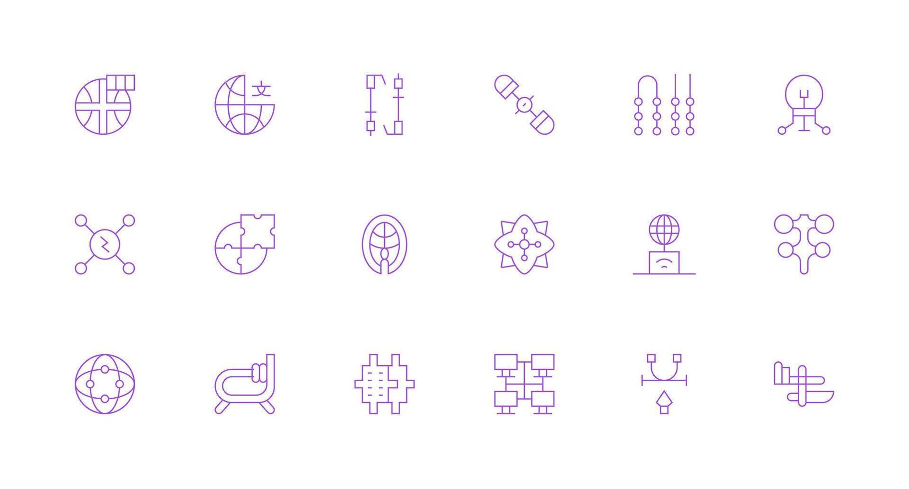 Connection Point Visual Pack containing 18 Minimal Line Icons Interface Icon Collection vector