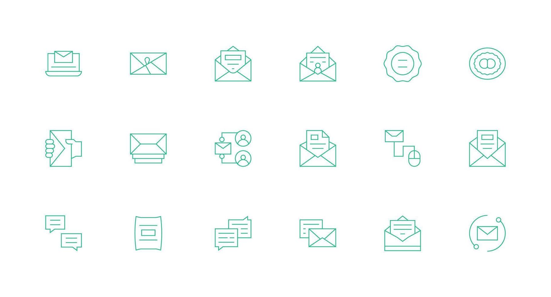 Correspondence Set with 18 Minimal Line Icons Multi-Style Icons for Creative Projects vector