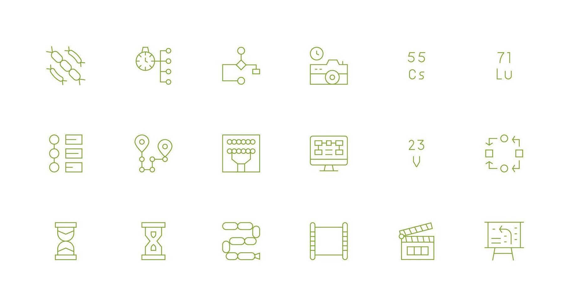 Sequence Icon Collection with 18 Minimal Line Designs Reliable Icons for All Interfaces vector