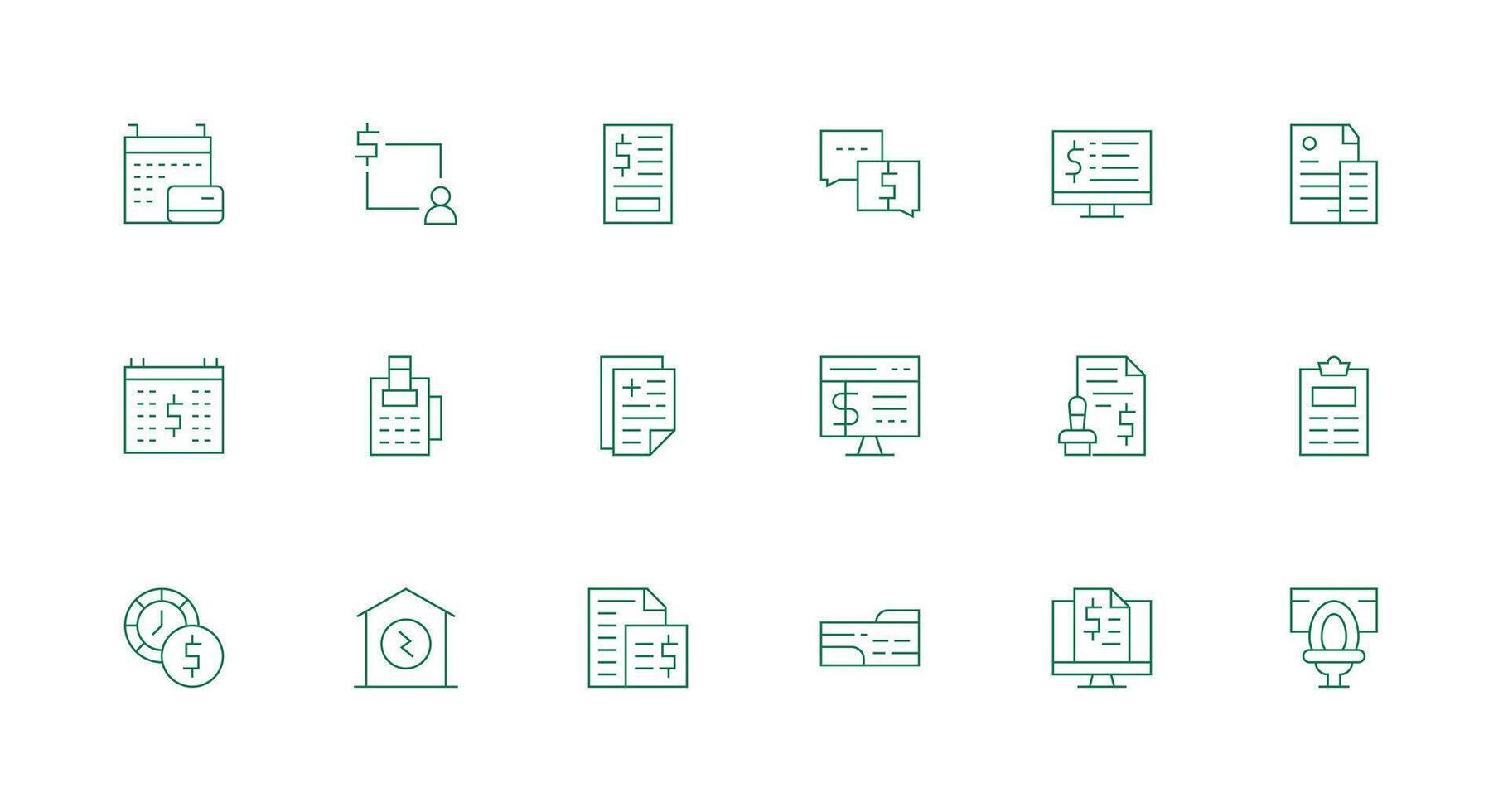 18 Icons for Billing in Minimal Line Format Web and App Icon Pack Collection vector