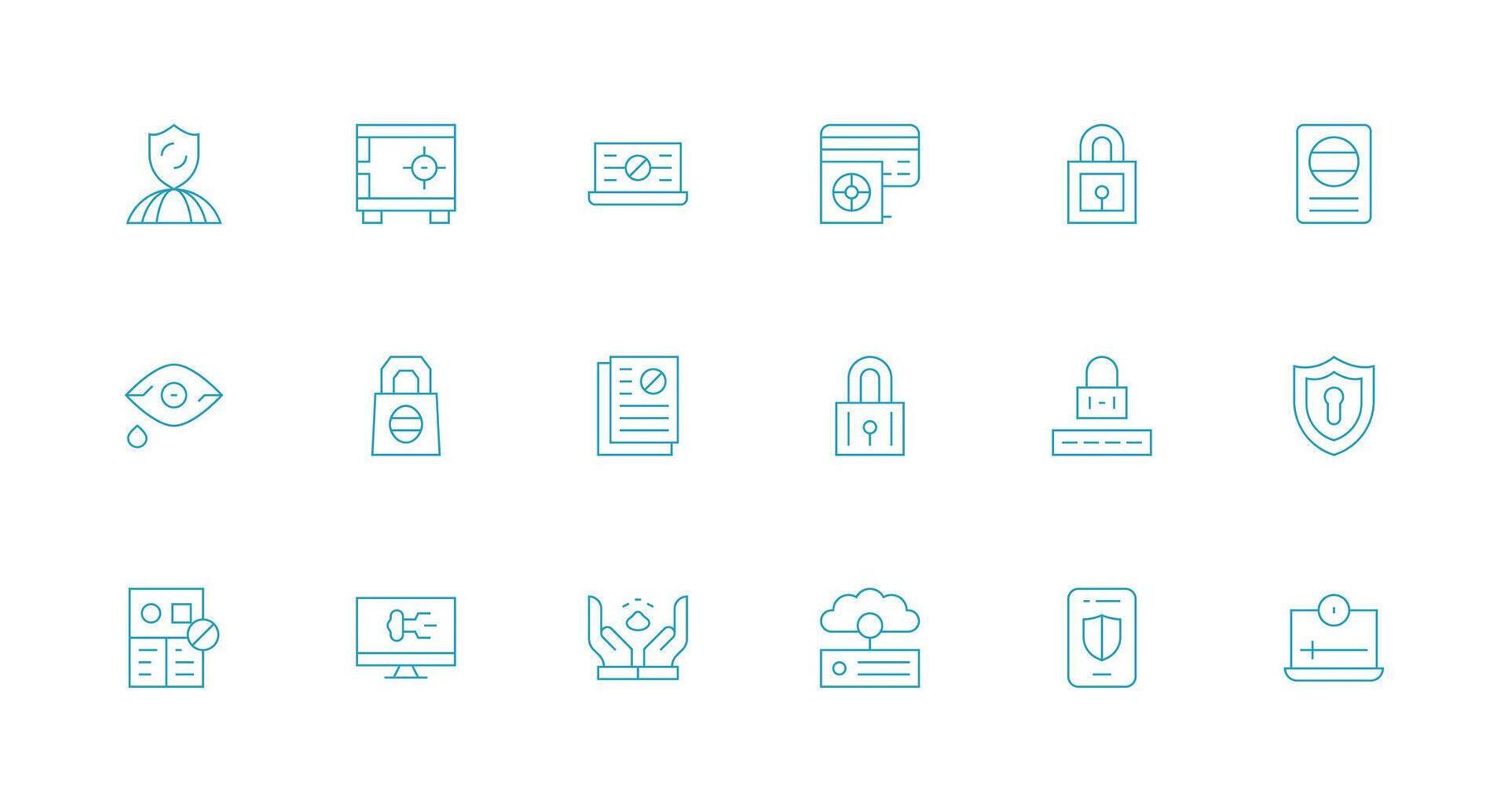 Minimal Line Style Information Security Icons with 18 Vectors Well-Structured Icons for Creative Use