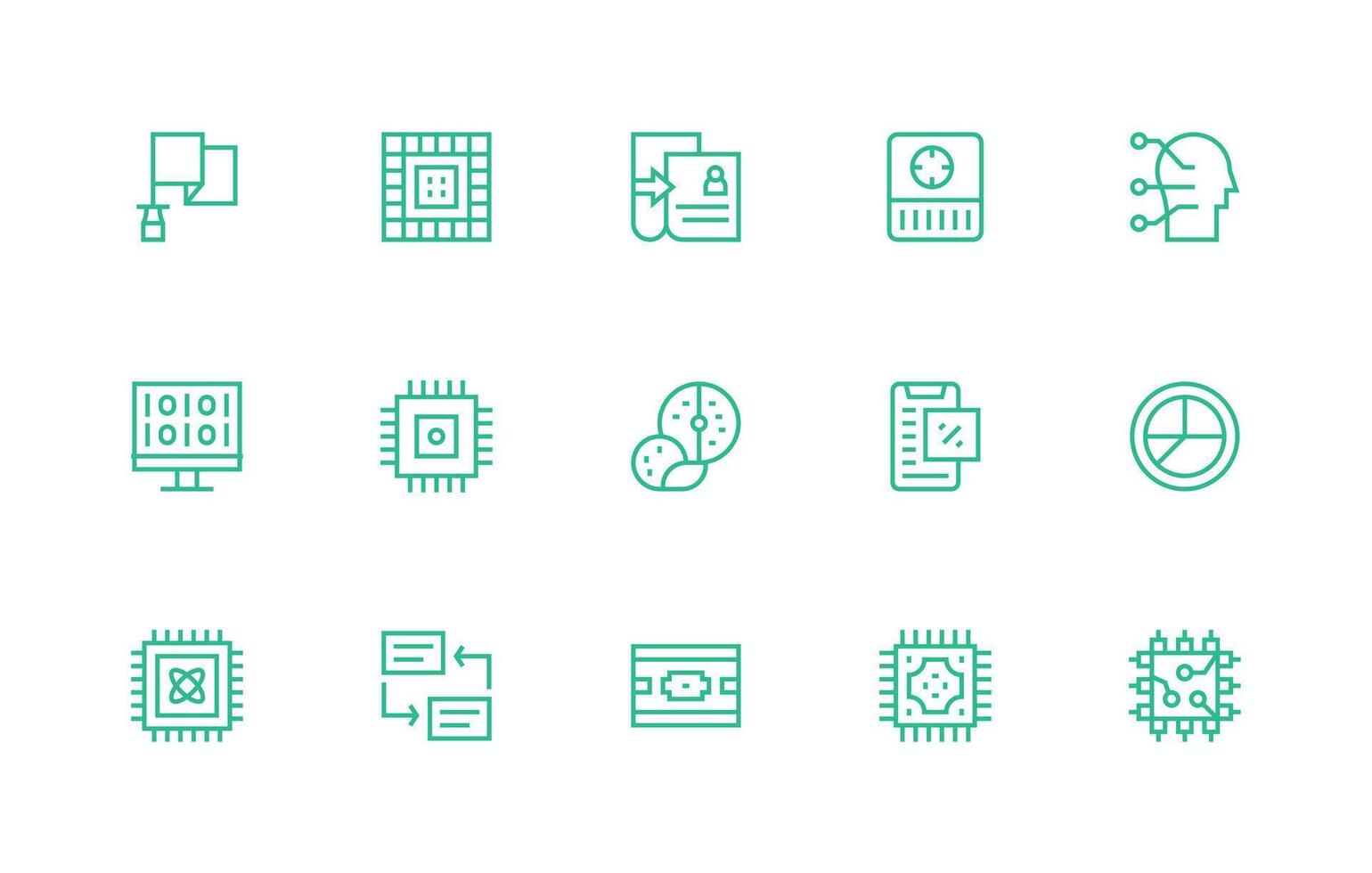 Data Processing Set with 15 Regular Line Icons Line Icon Collection vector
