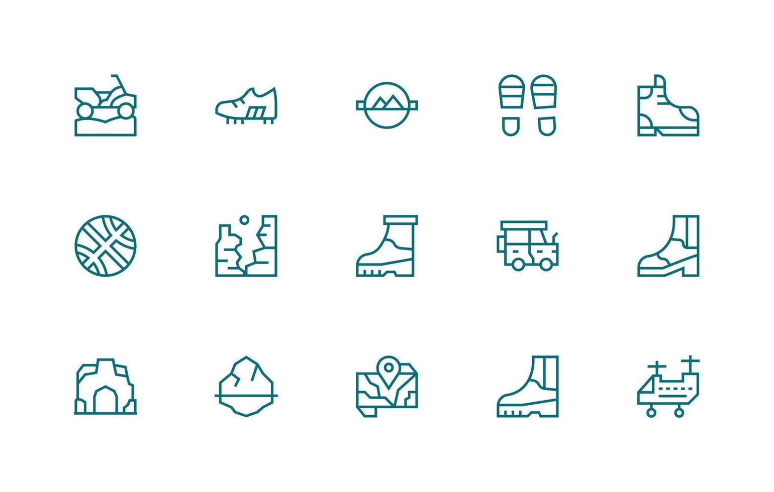 Terrain Set with 15 Regular Line Icons Scalable Icons for Cross-Platform Interfaces vector