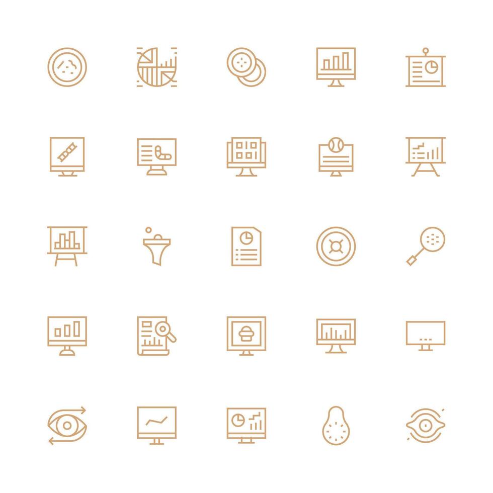 Visualization Set with 25 Medium Stroke Outline Icons Essential Icons for Rapid UI Building vector