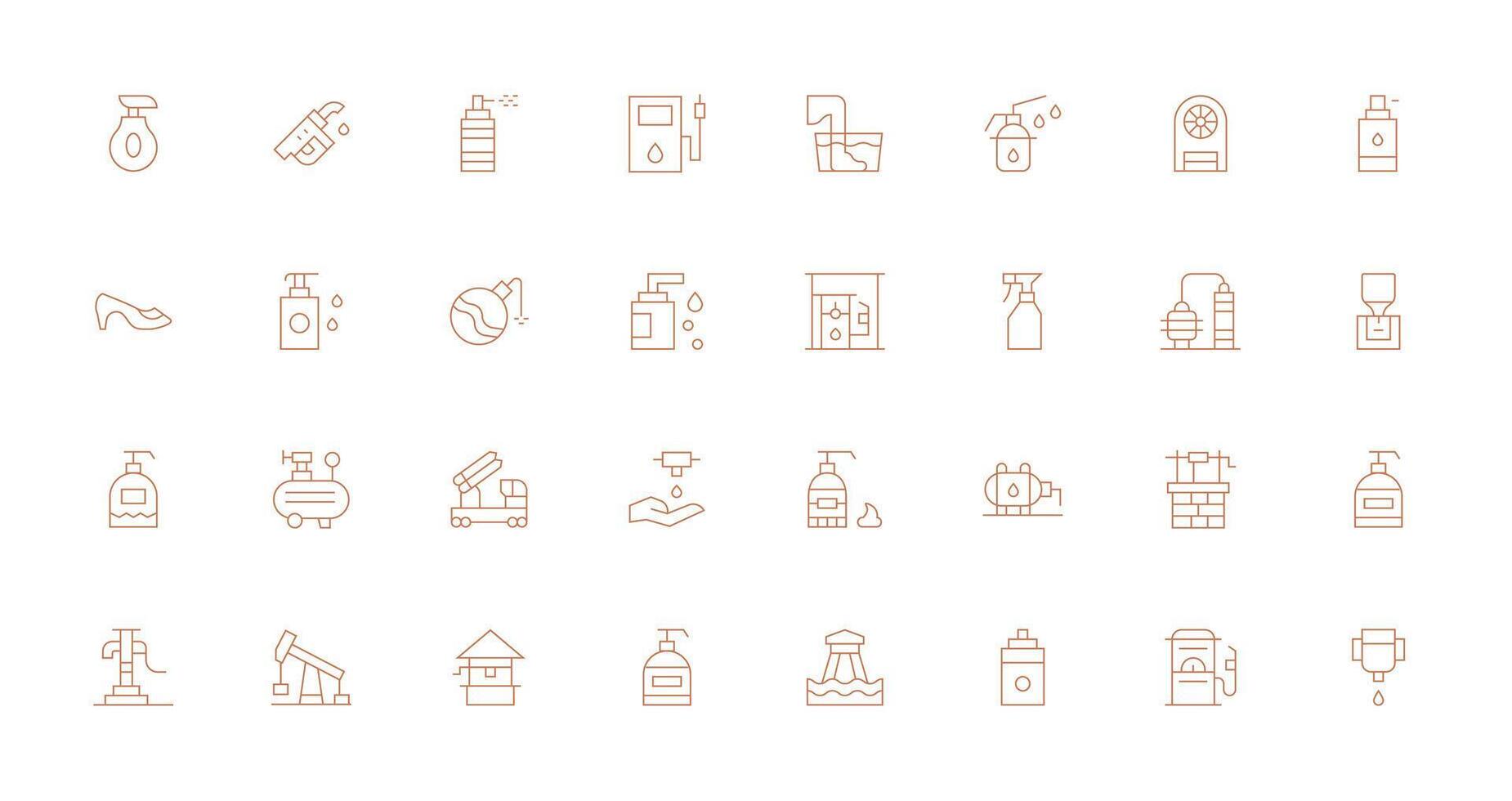 Pump Icon Collection with 32 Thin Line Designs Neatly Designed Icons for Web Platforms vector