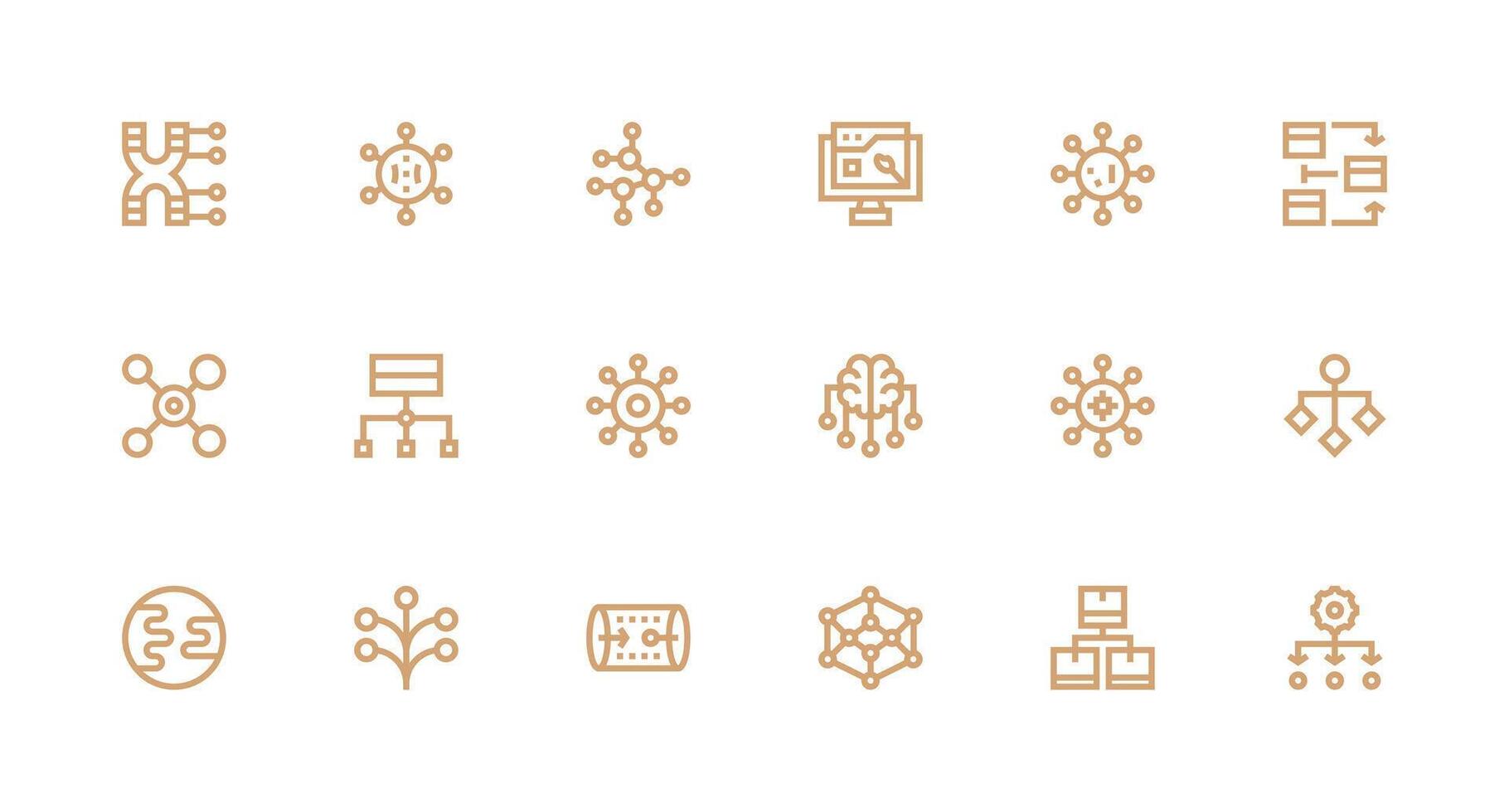 Dataflow including 18 Strong Stroke Line Illustrations Neatly Designed Icons for Web Platforms vector