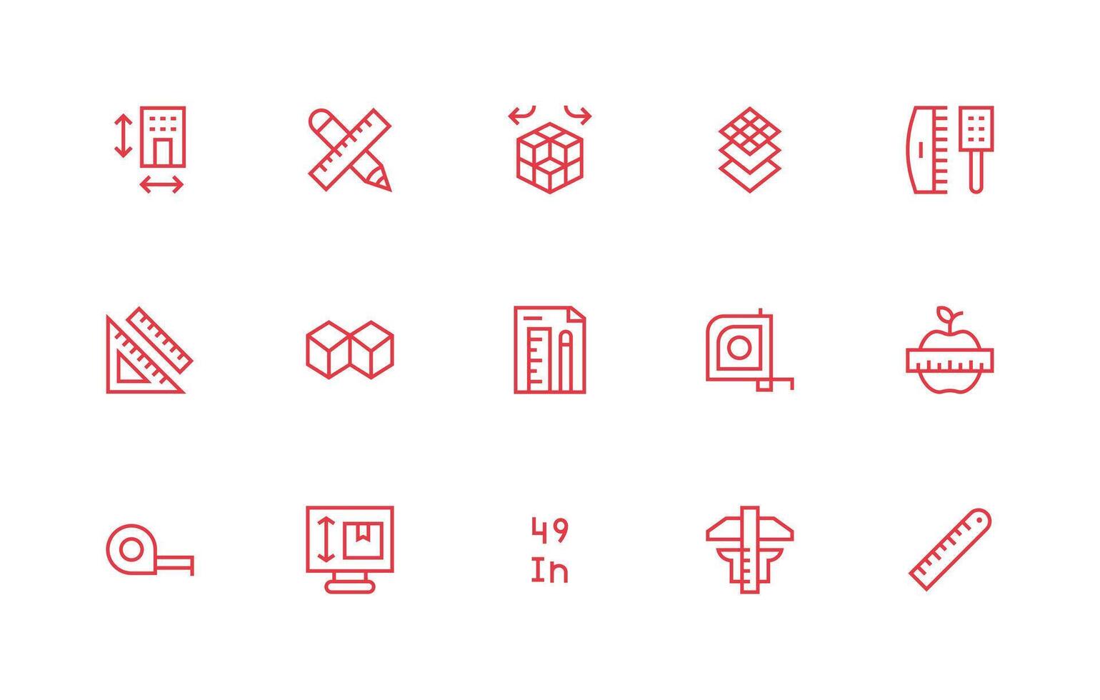 15 Regular Line Designs for Dimension Icons Sharp Icons for Presentations vector