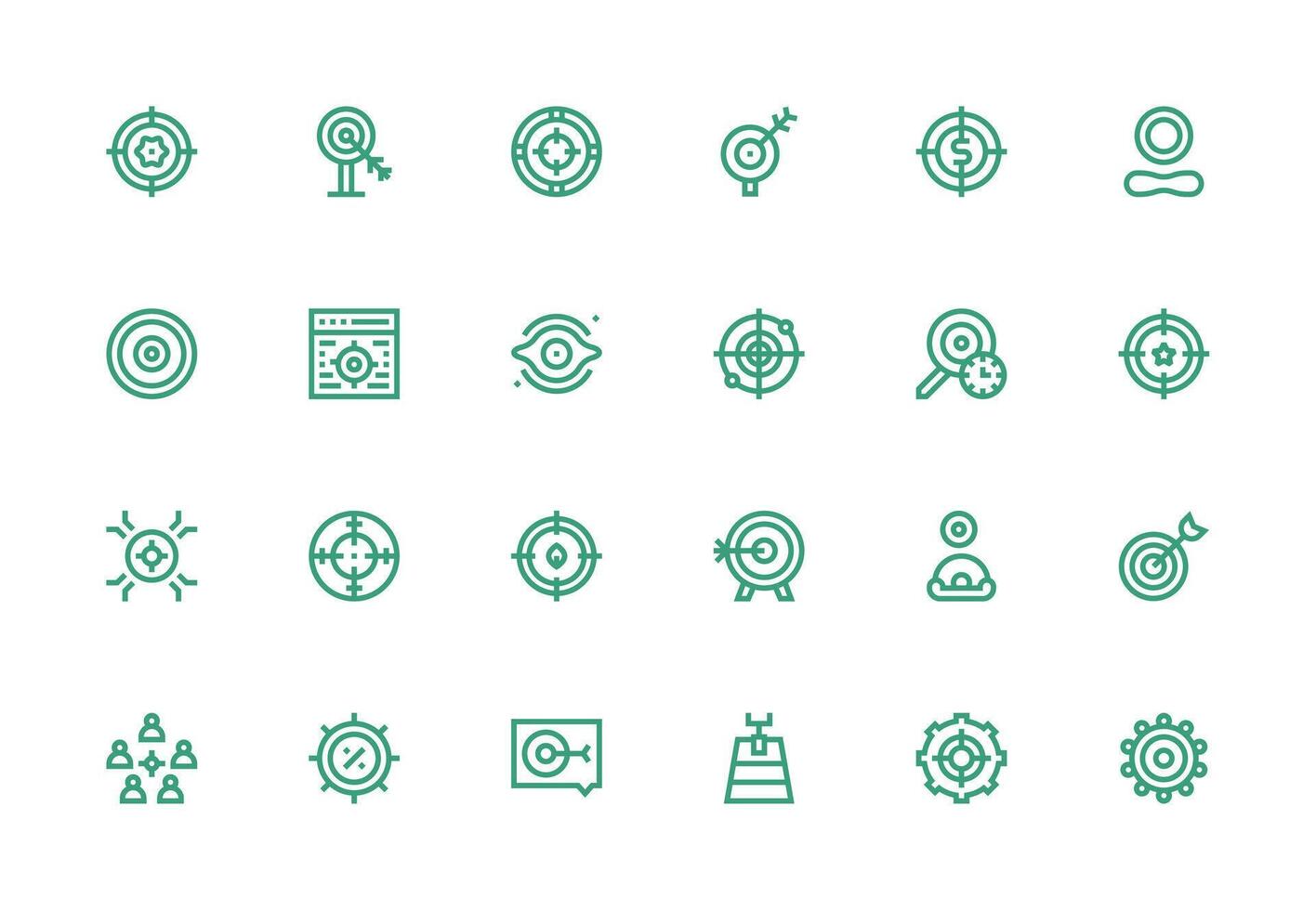 24 Icons for Objective in Thick Line Line Format Glyph Icon Series vector