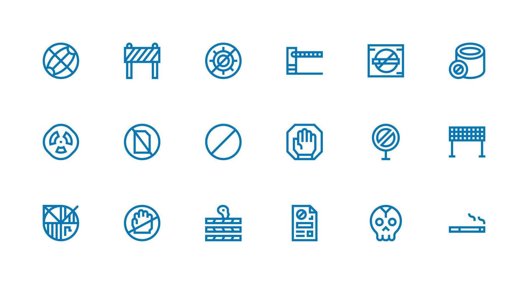 Strong Stroke Line Icons from No Entry Set with 18 Vectors Design Ready Icon Set for Teams