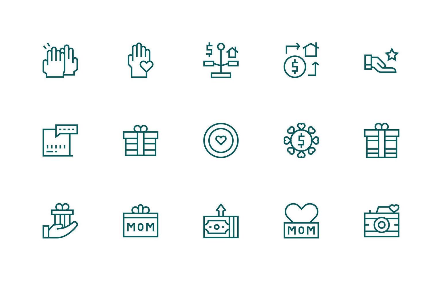 Regular Line Icons from Appreciation Set with 15 Vectors Icon Set for Apps