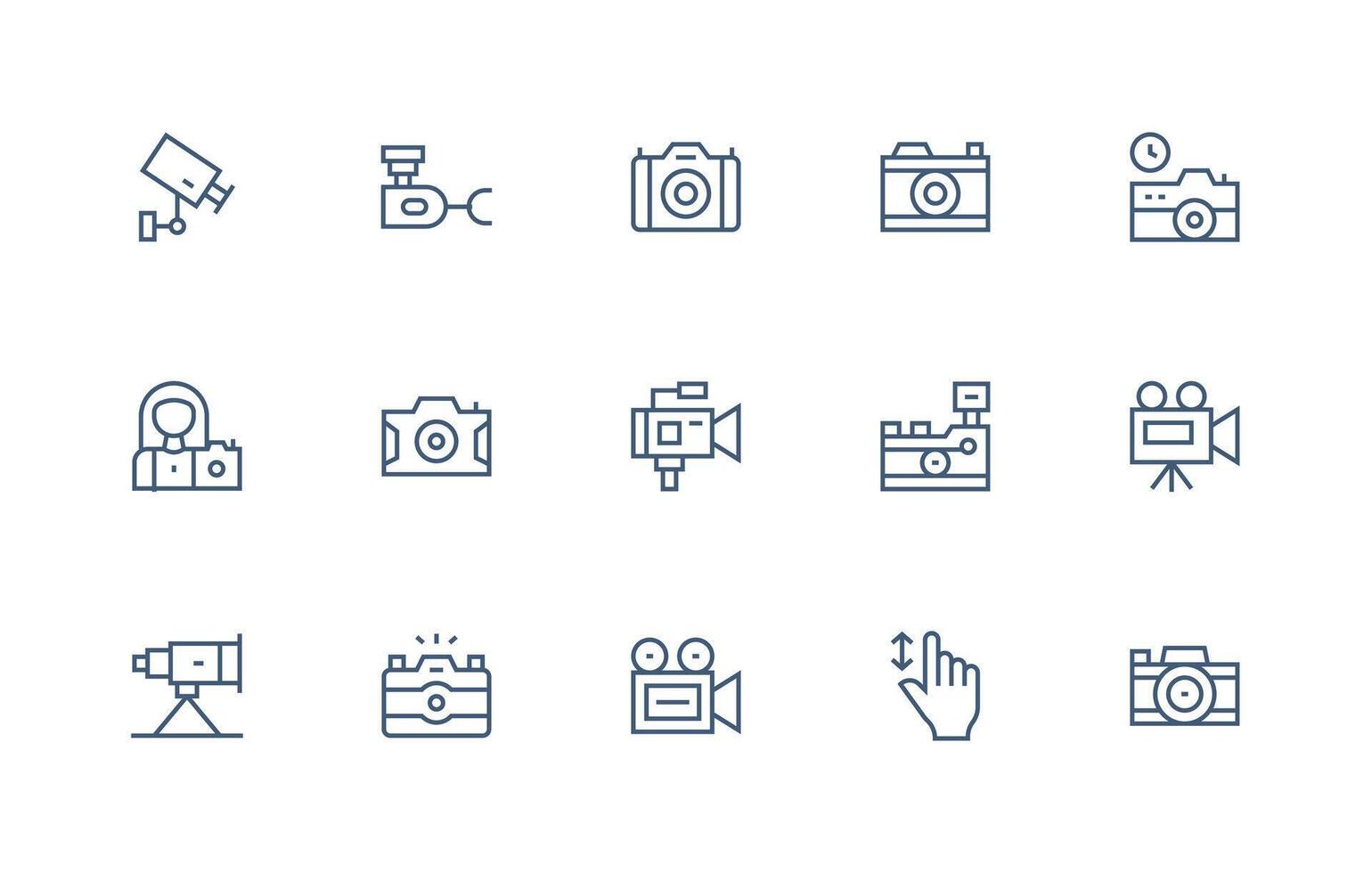 15 Regular Line Vectors for Digital Camera Theme Neatly Designed Icons for Web Platforms