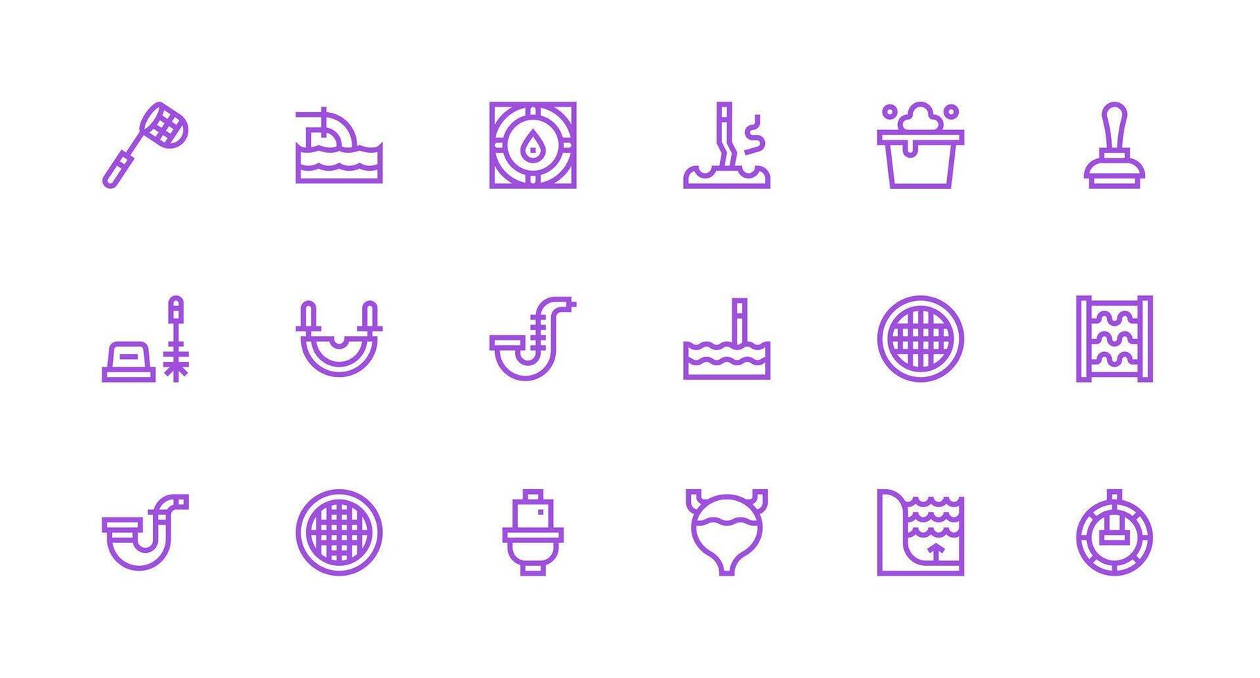 18 Icons for Drainage in Strong Stroke Line Format Complete Icon Bundle for Web Design vector