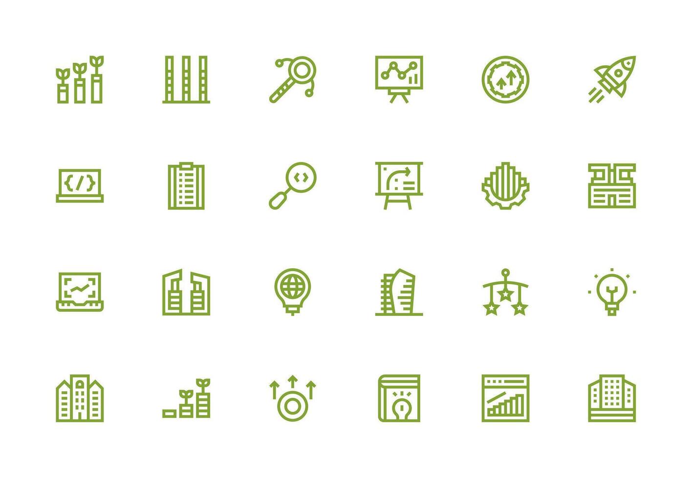 desarrollo diseño íconos presentando 24 en grueso línea línea estilo rápido acceso íconos para ui desarrollo vector