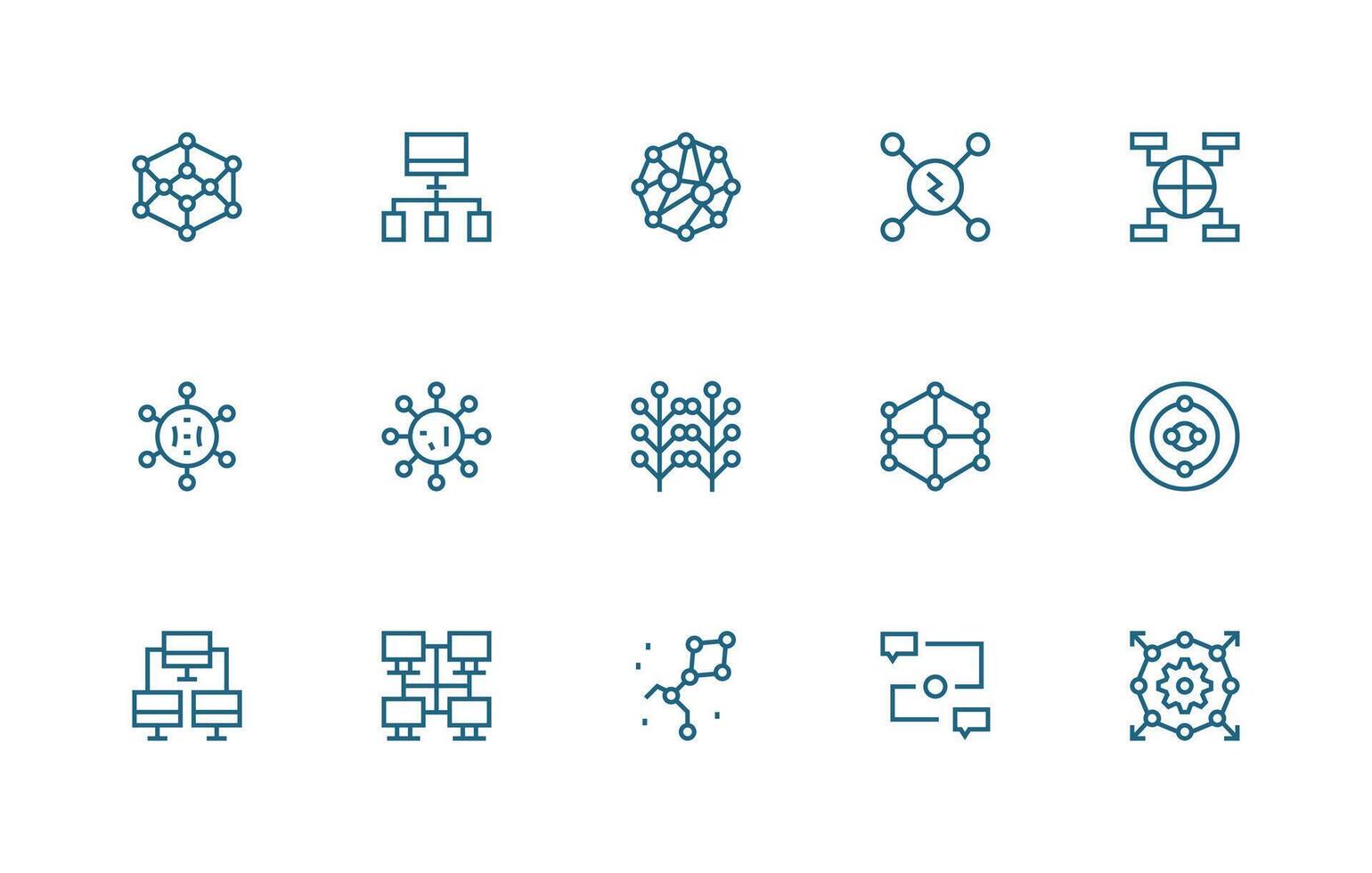 Nodes including 15 Regular Line Illustrations User Interface Icons for Digital Products vector