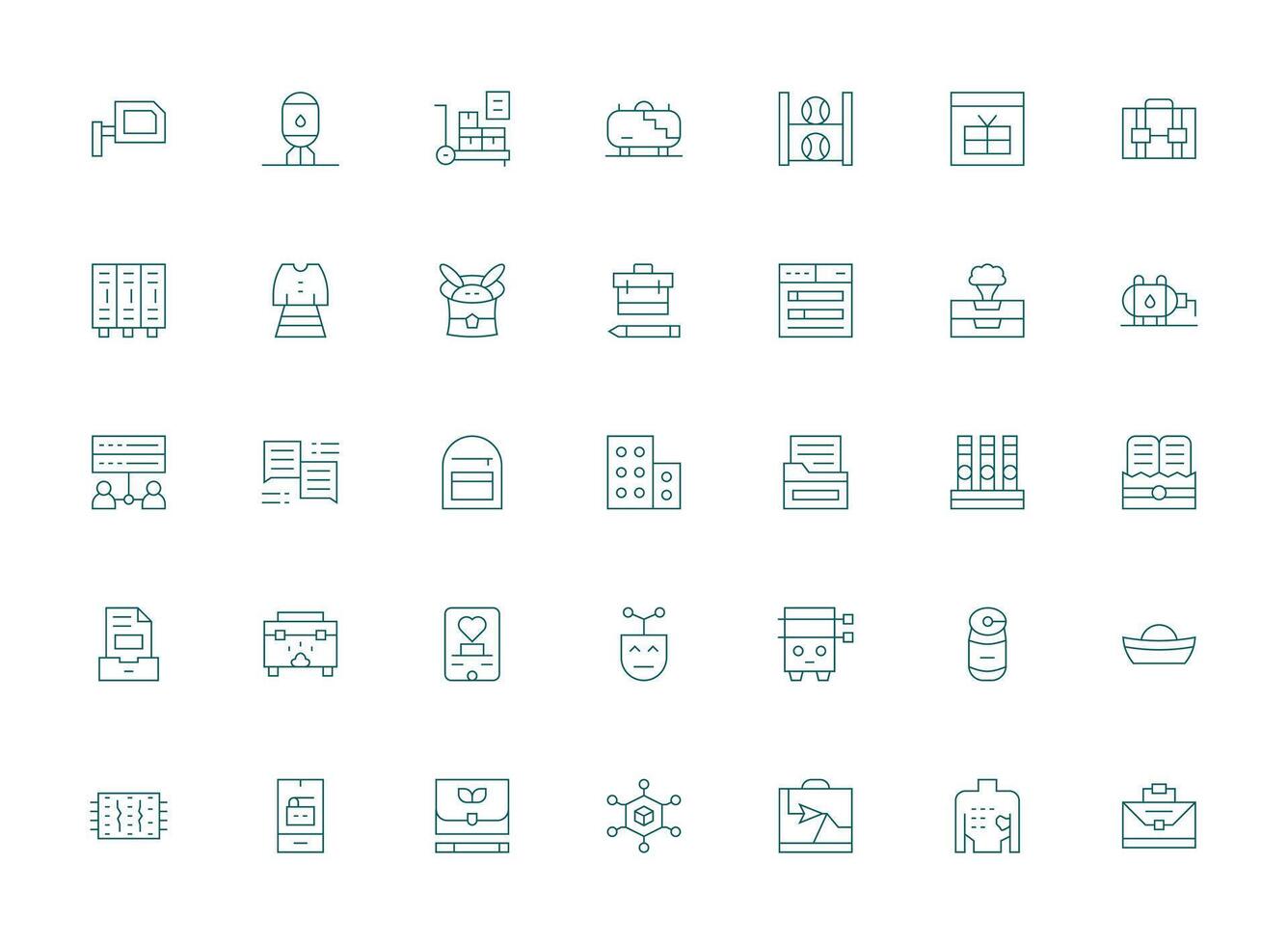 Storage featuring 35 Icons in Light Line Design Clean Set for Layout Prototypes vector