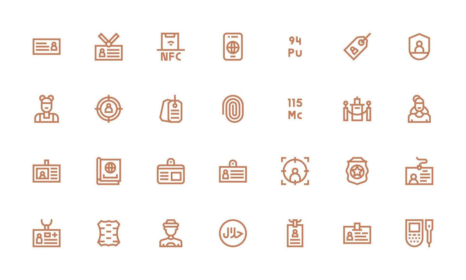 Identification Icon Collection with 28 Bold Line Designs Interface Icon Collection vector