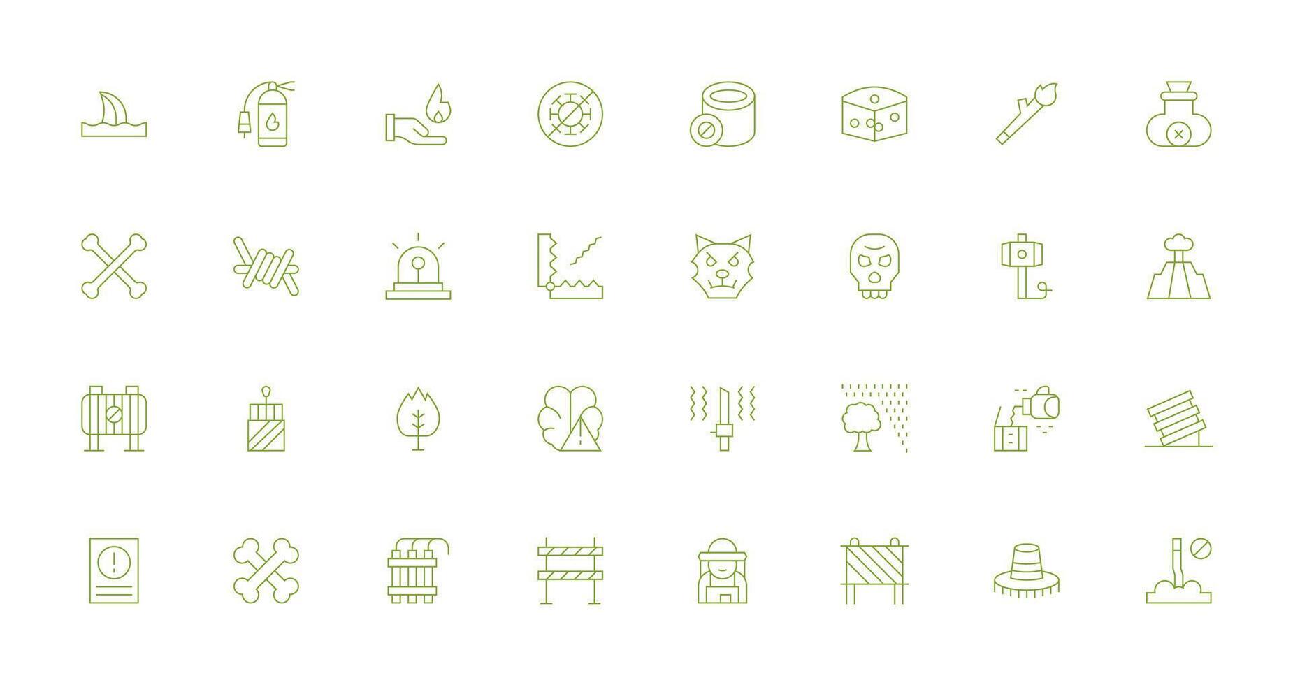 Hazard Icon Collection with 32 Thin Line Designs UI Icon Set vector