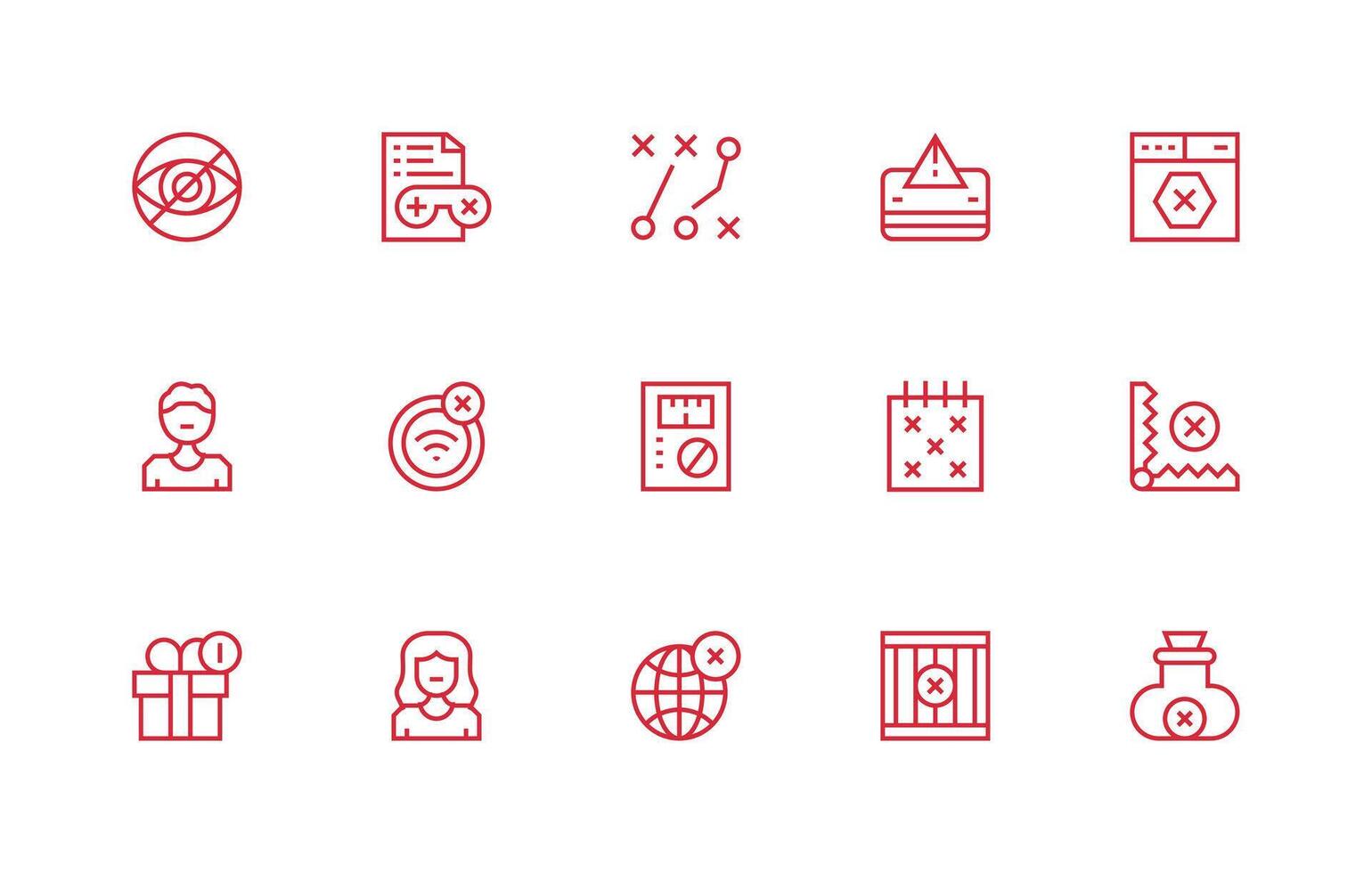 Blocked Icon Set with 15 Regular Line Graphics Dashboard Icon Series vector
