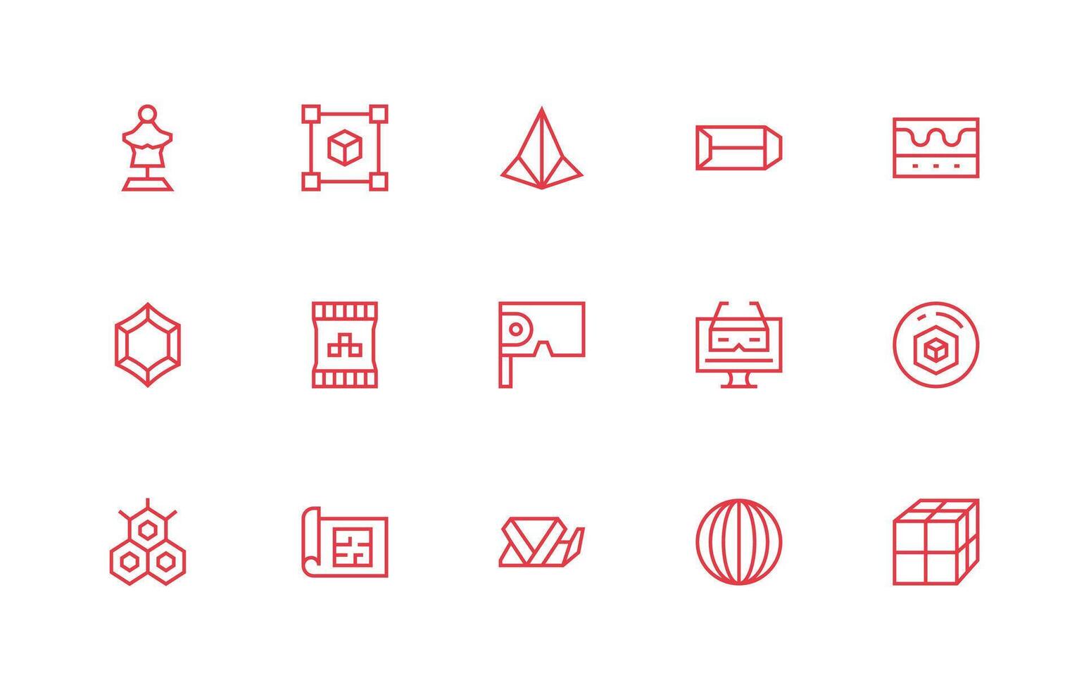 Regular Line Icons from 3D Set with 15 Vectors Organized Pack for Project Assets