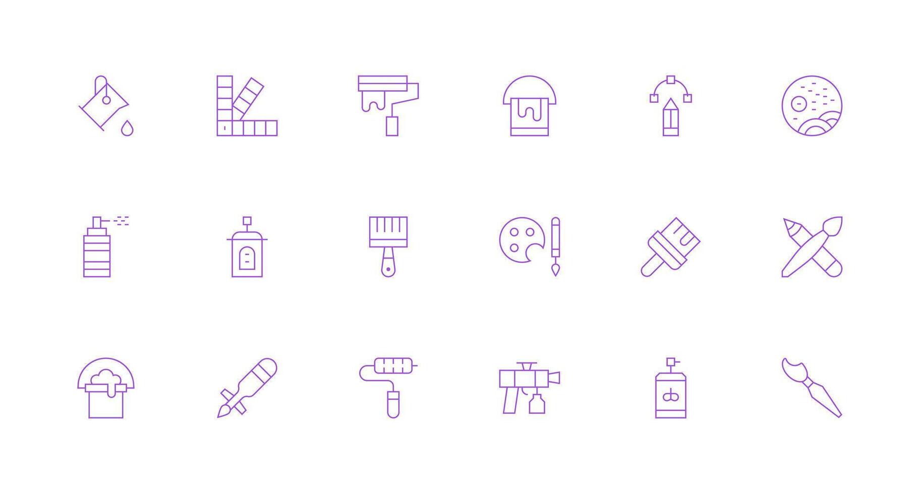 Paint Icon Set with 18 Minimal Line Graphics Multi-Purpose Icon Pack for Templates vector
