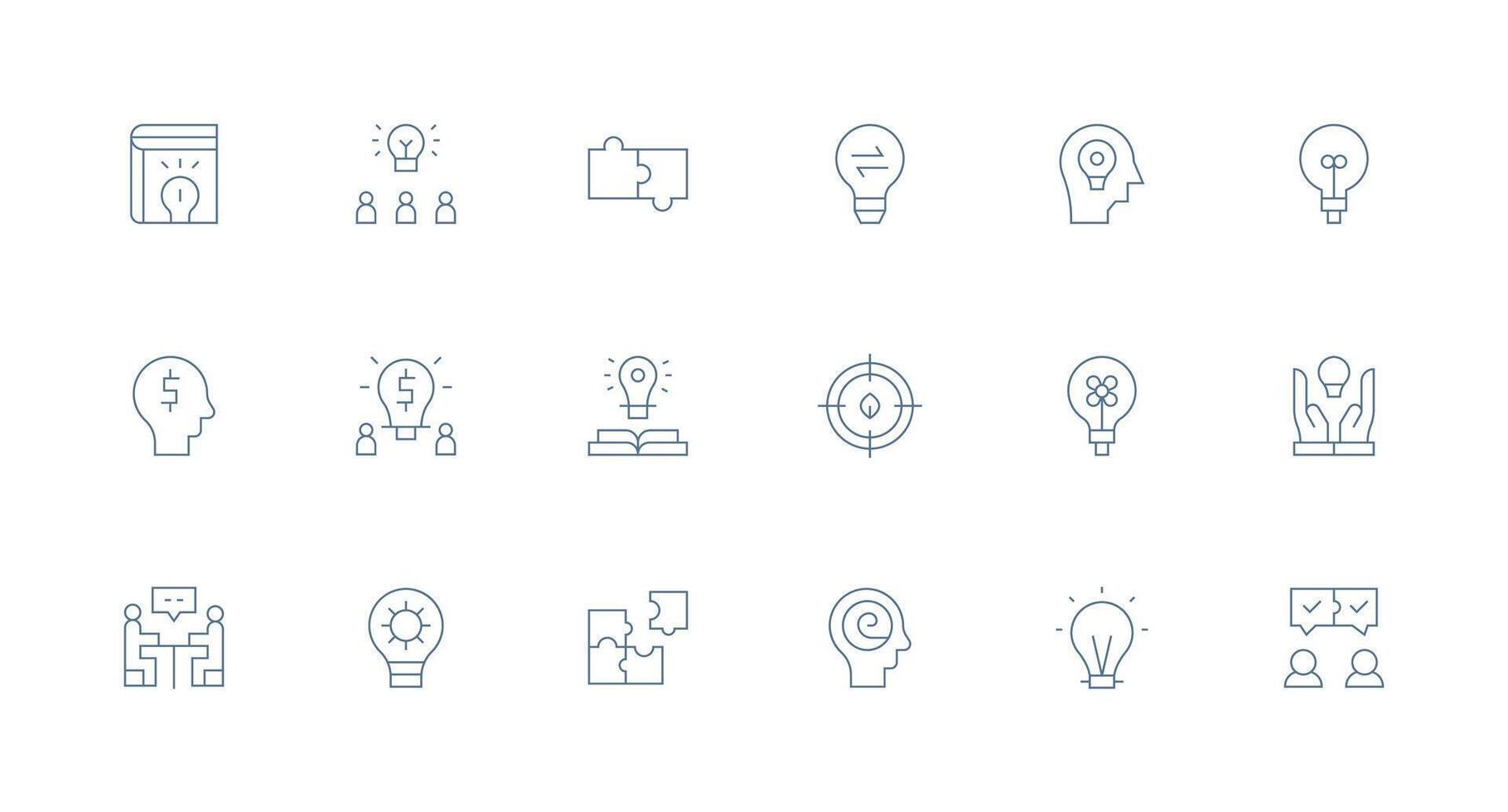 ProblemSolving featuring 18 Icons in Minimal Line Design Organized Glyph Icons for Fast Design vector