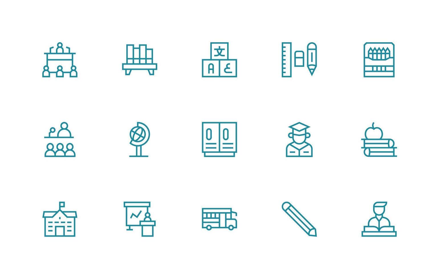 15 Icons for Classroom in Regular Line Format Customizable Icon Series for Mobile Screens vector