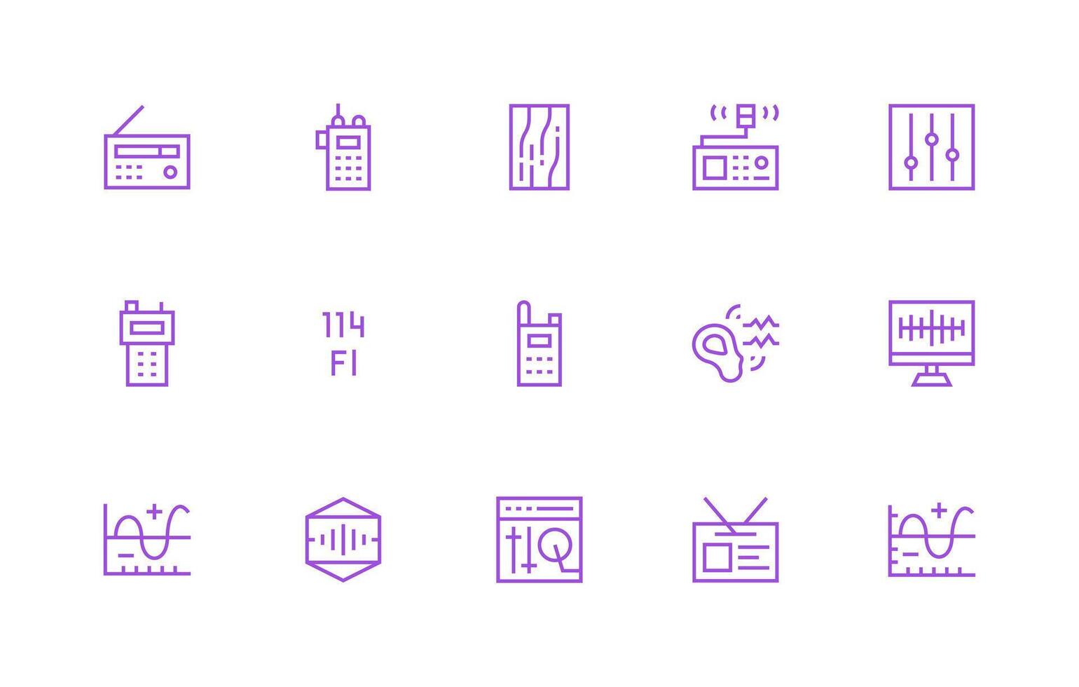 Frequency Set with 15 Regular Line Icons Flexible Icon System for Web Interfaces vector