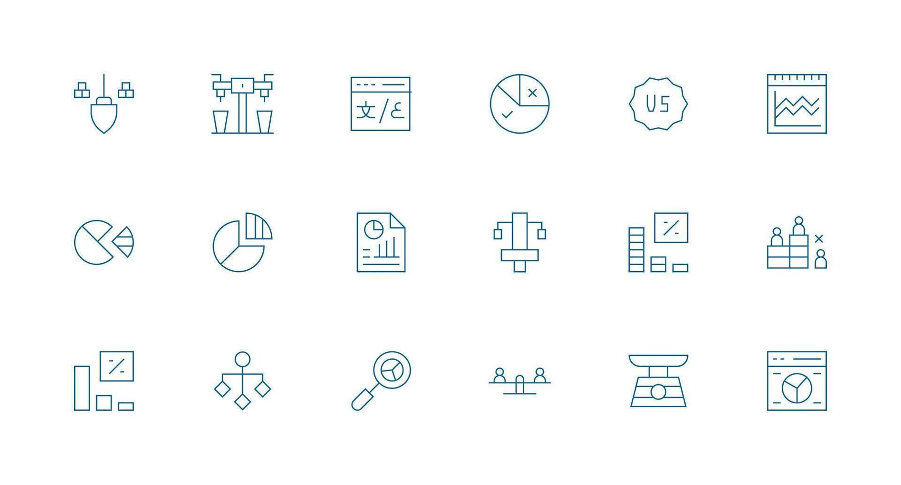Comparison Icon Collection with 18 Minimal Line Designs Interface Icons for Daily Use vector